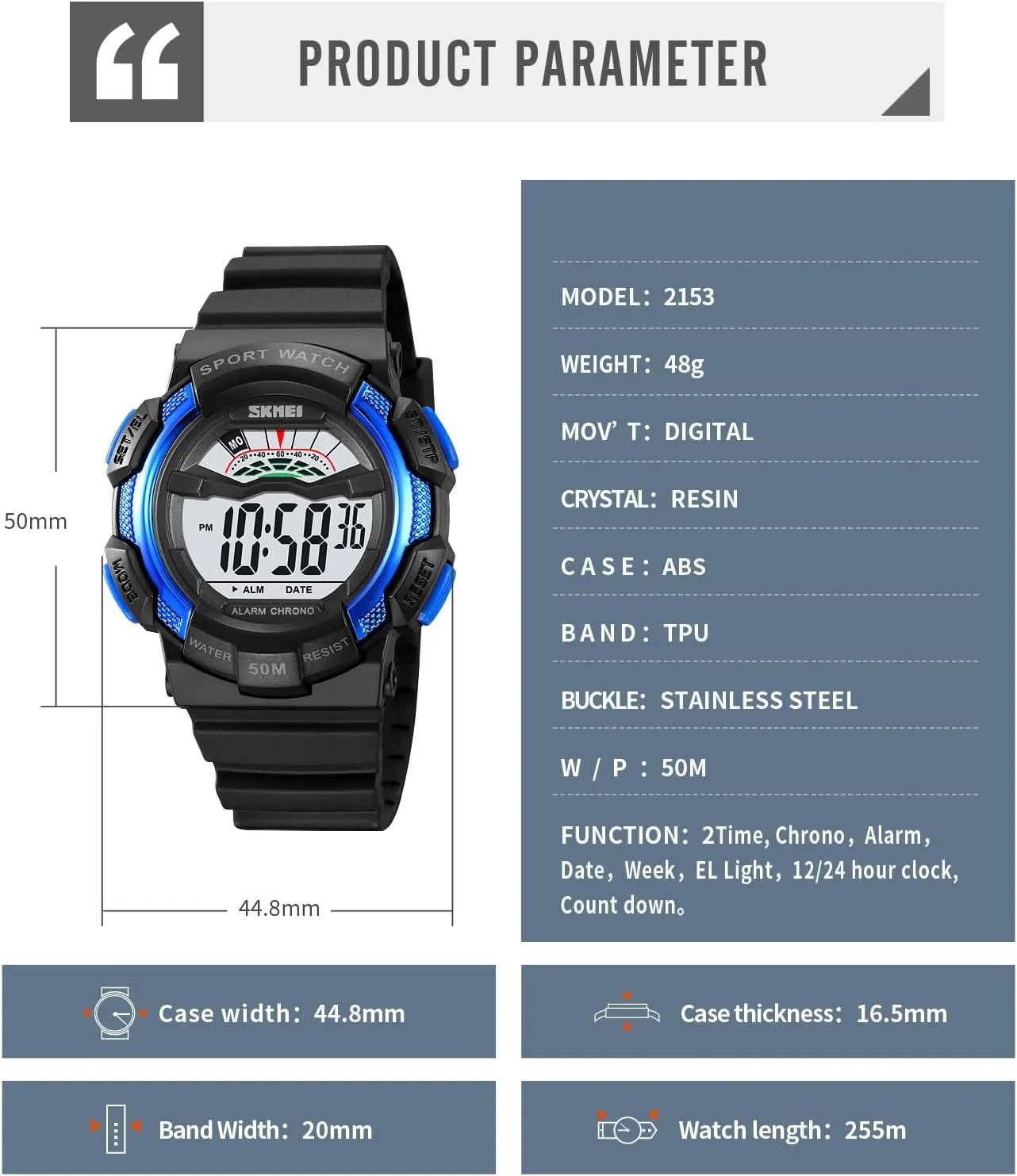 Wristwatch Count Down Cool Watches for Male Gosasa Men's Multifunction Digital Watch Back Light Outdoor Sport Watch for Men Stopwatch calculate gannet sleigh Fashion Casual 