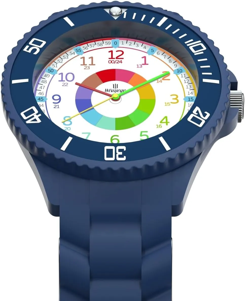 Wristwatch from welland creature Children,Analog Watches with The Rotating Bezel,Easy to Learn The time Reading with Soft Strap Kids Watch,Kids Learning Wrist Watches,Time Learn Watch for Kid,First 