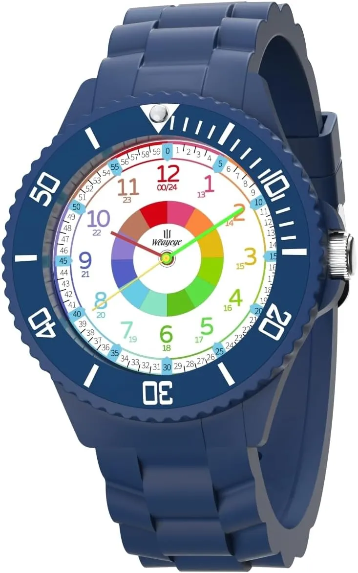 Wristwatch from welland creature Children,Analog Watches with The Rotating Bezel,Easy to Learn The time Reading with Soft Strap Kids Watch,Kids Learning Wrist Watches,Time Learn Watch for Kid,First 