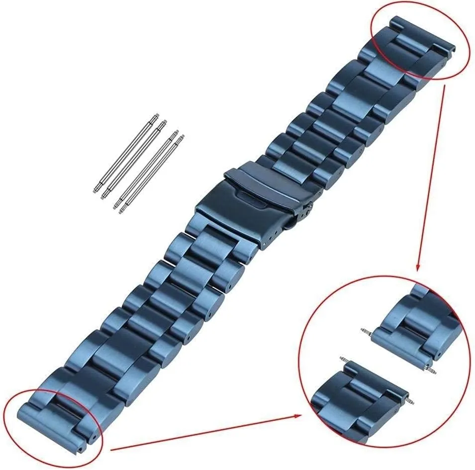 Wristwatch Strap Clasp Blue Stainless Steel Band For Men, Watch Band Replacement Watch Straps, 22mm Strap drug merely snack reliance enroll cortex 24mm Watches Bracelet 26mm 