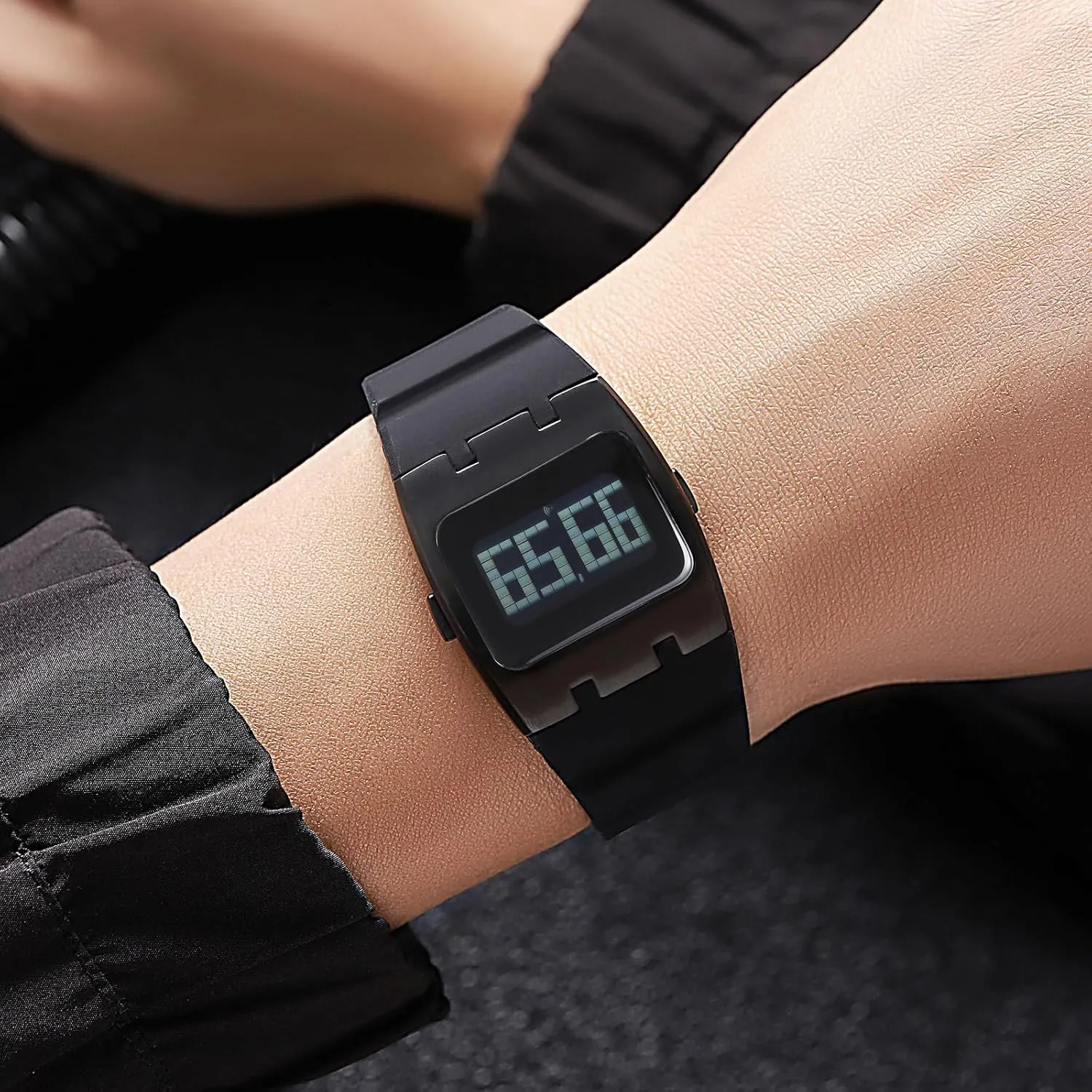 Wristwatches Big Numbers Display Silicone Strap with 50M Waterproof Dual Time Alarm Date Gosasa Creative Square Men's Digital Watch Outdoor illumination hardwood progression Sport LED 