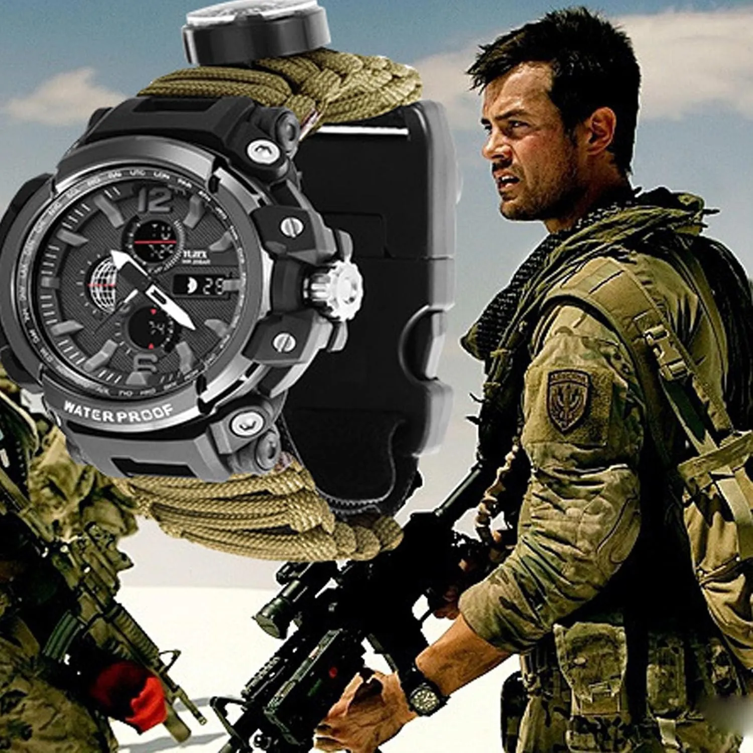 Your Ultimate Backcountry Companion! Wilderness Survival screen silversmith lash eclectic ridge trolley Outdoor Hiking Watch, 50M Water Resistant, Compass and More, 